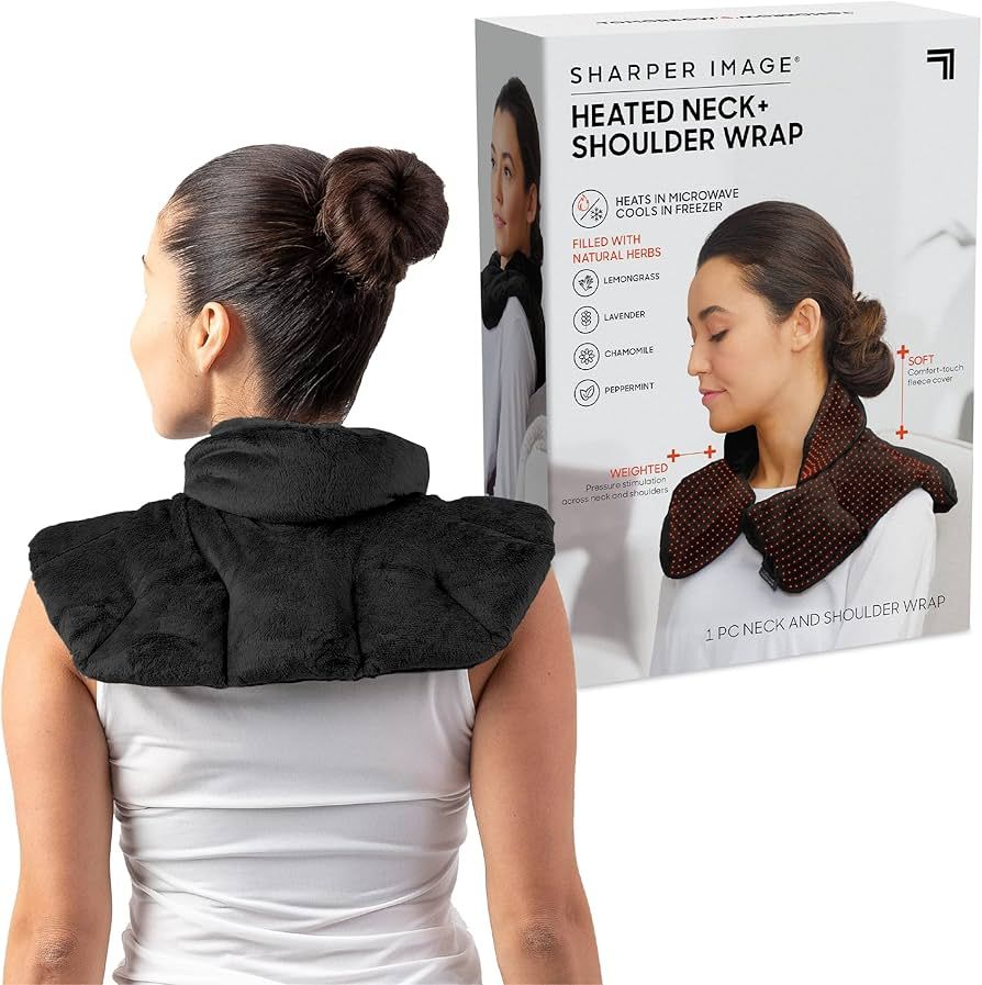 Heated Neck & Shoulder Wrap by Sharper Image - Microwavable Warm & Cooling Plush Pad with Aromath... | Amazon (US)