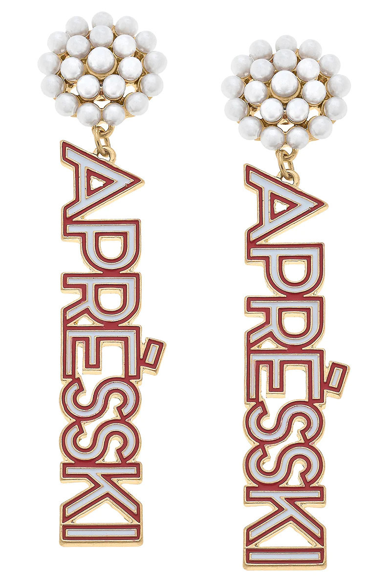 Aspen Après-Ski Pearl Cluster Enamel Earrings | CANVAS