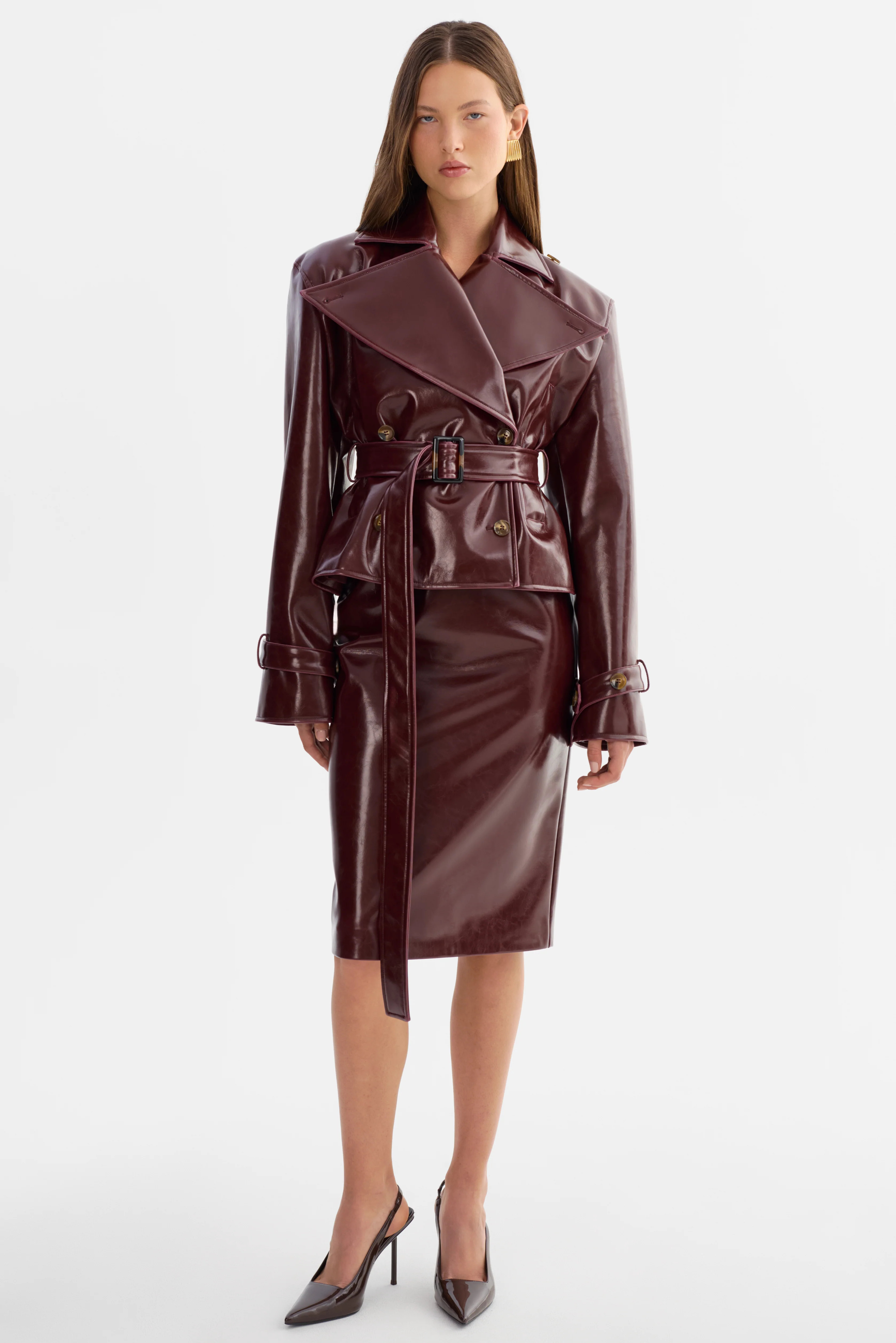 DELANIA | Faux Patent Leather Trench Coat | LAMARQUE