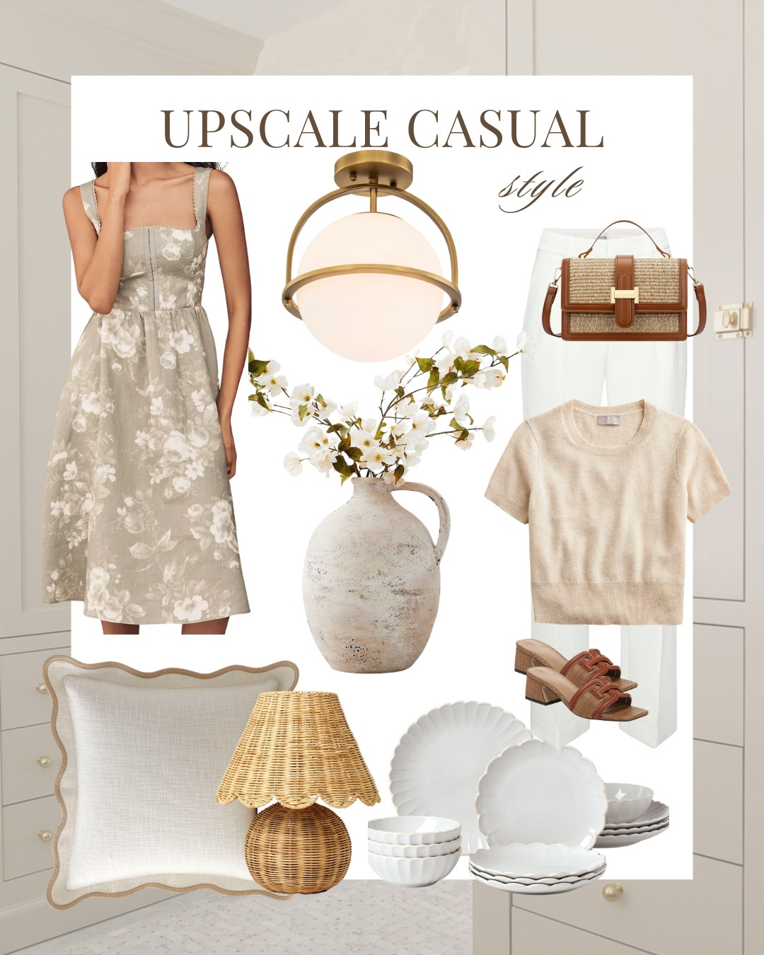 Upscale casual neutral home decor and fashion finds! Expensive style without breaking the bank.

Anthropologie summer dress, Wayfair lighting, J.Crew cashmere, white Aritzia trousers, Pottery Barn vase, Amazon dishes, thro pillow cover, Target rattan lamp, Studio McGee, Nordstrom sandals, beige, cream, white, Stefana Silber

 

 #LTKHome #LTKMidsize #LTKStyleTip