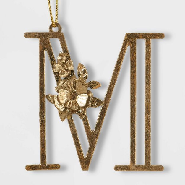 Botanical Monogram Christmas Tree Ornament Gold Letter - Wondershop™ | Target