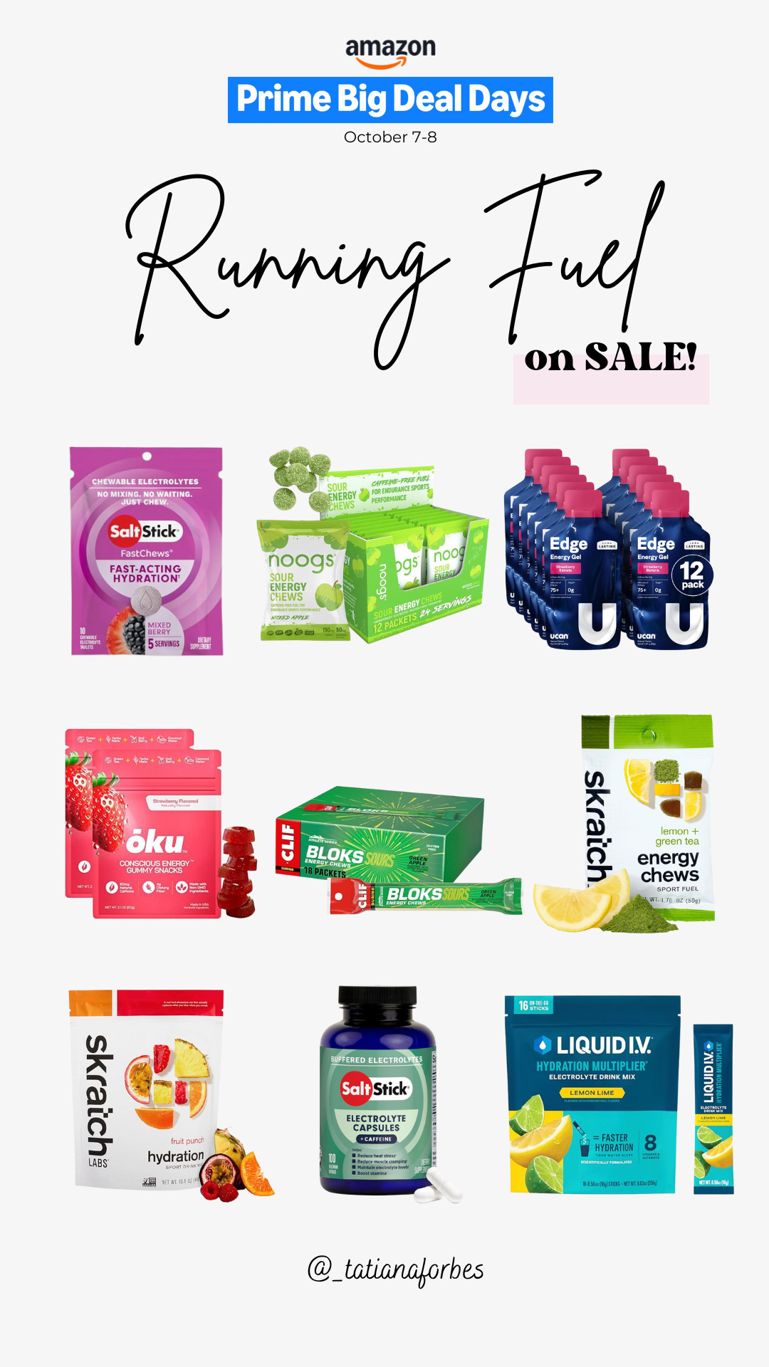 Running Fuel on SALE!

It’s Prime Big Deal Days, which means my go-to running fuel and electrolytes are marked down!

From SaltStick chews to Skratch hydration mixes and CLIF BLOKS, these are the products I actually use during training and race days.

Linked them all here! 

 #LTKActive #LTKSaleAlert #LTKFindsUnder50