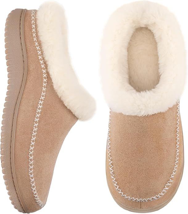Zigzagger Women's Moccasin Slip-On Fuzzy Slippers - House Shoes Indoor Outdoor with Microsuede & ... | Amazon (US)