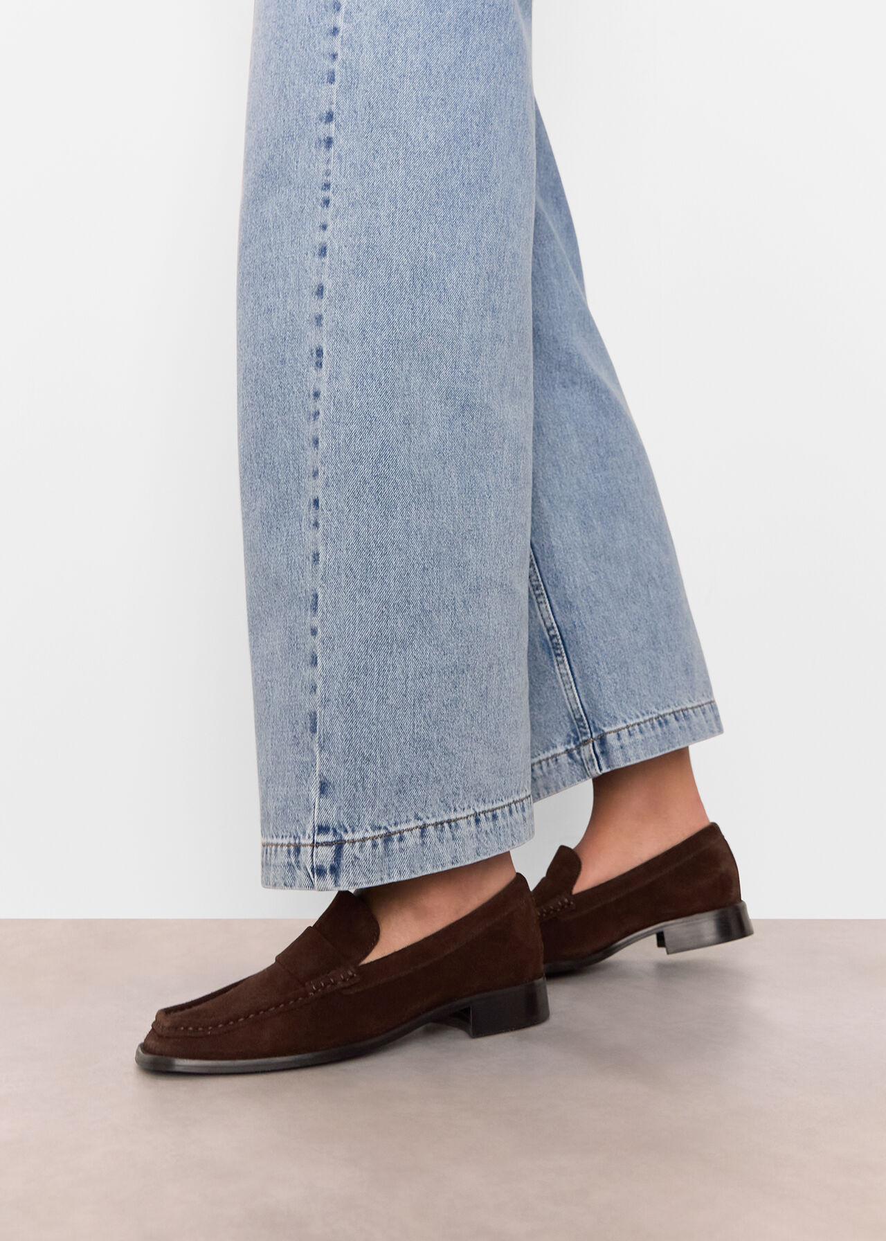 Chocolate Mora Suede Square Toe Loafer | WHISTLES | Whistles UK | | Whistles