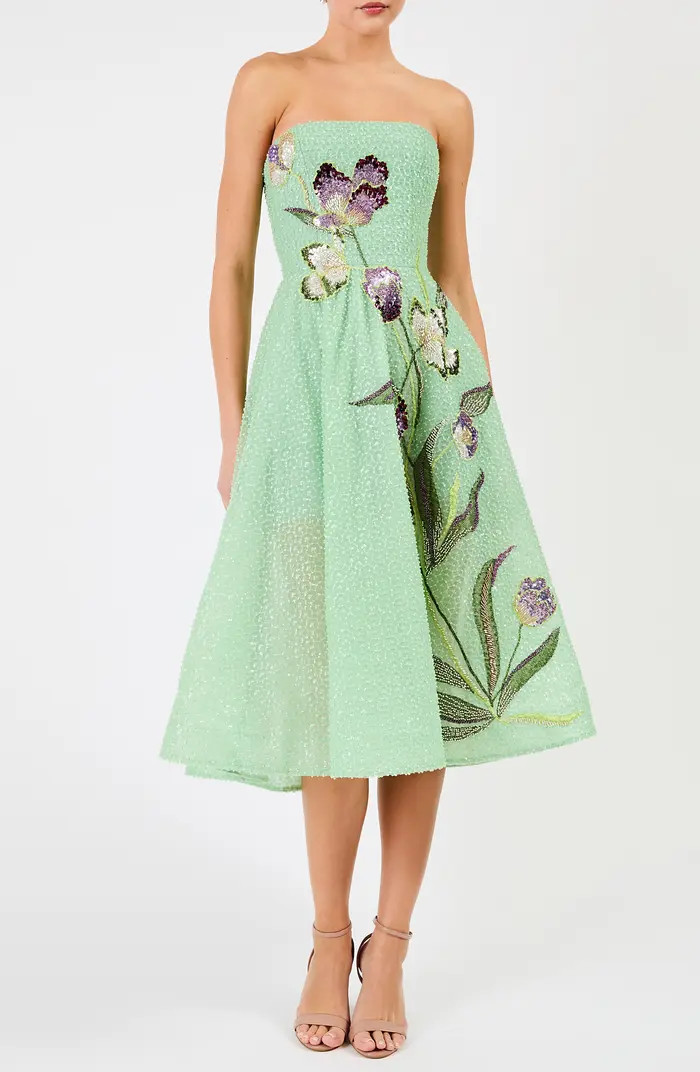 HELSI Lyla Beaded Strapless Fit & Flare Midi Dress | Nordstrom | Nordstrom