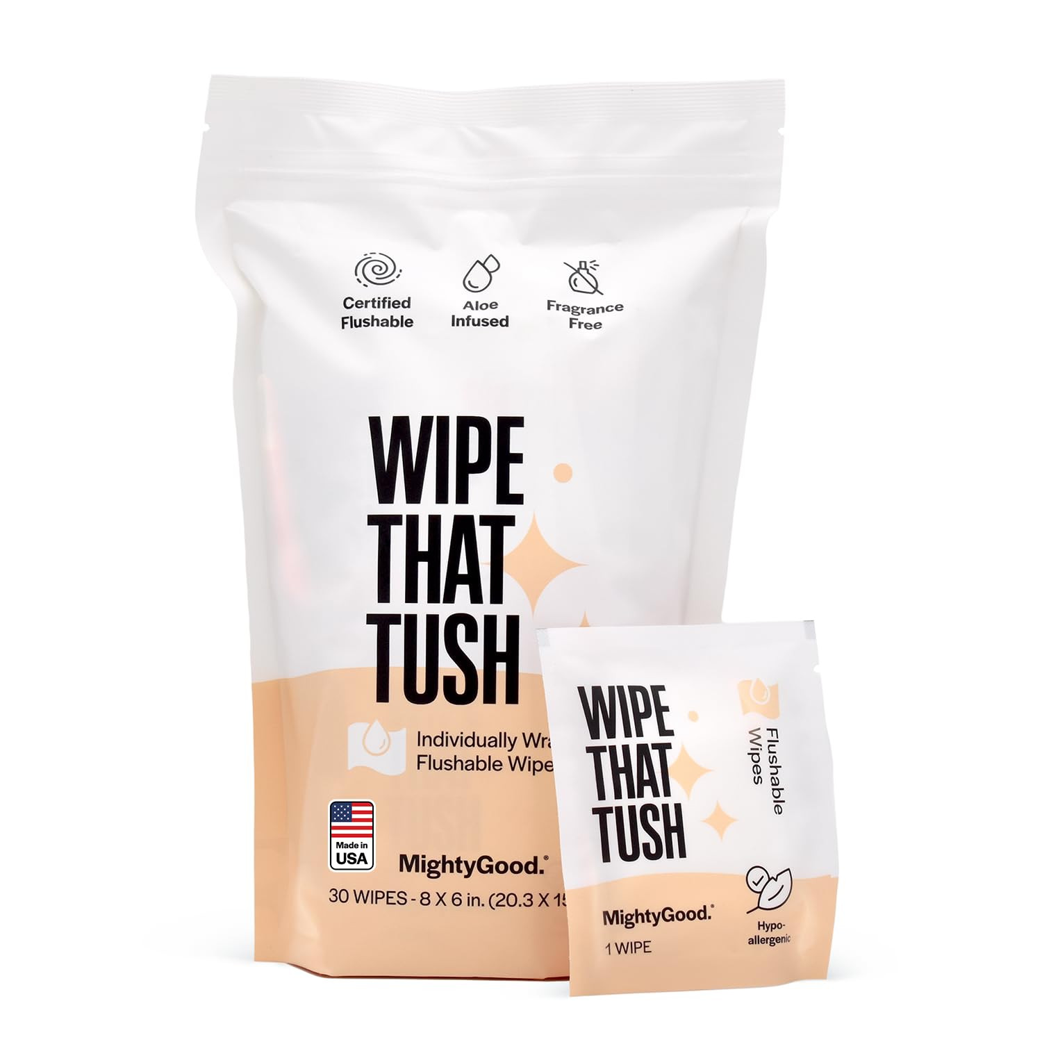 Wipe That Tush On-The-Go Flushable Wipes, 1 Pack of 30, Fragrance Free | Amazon (US)