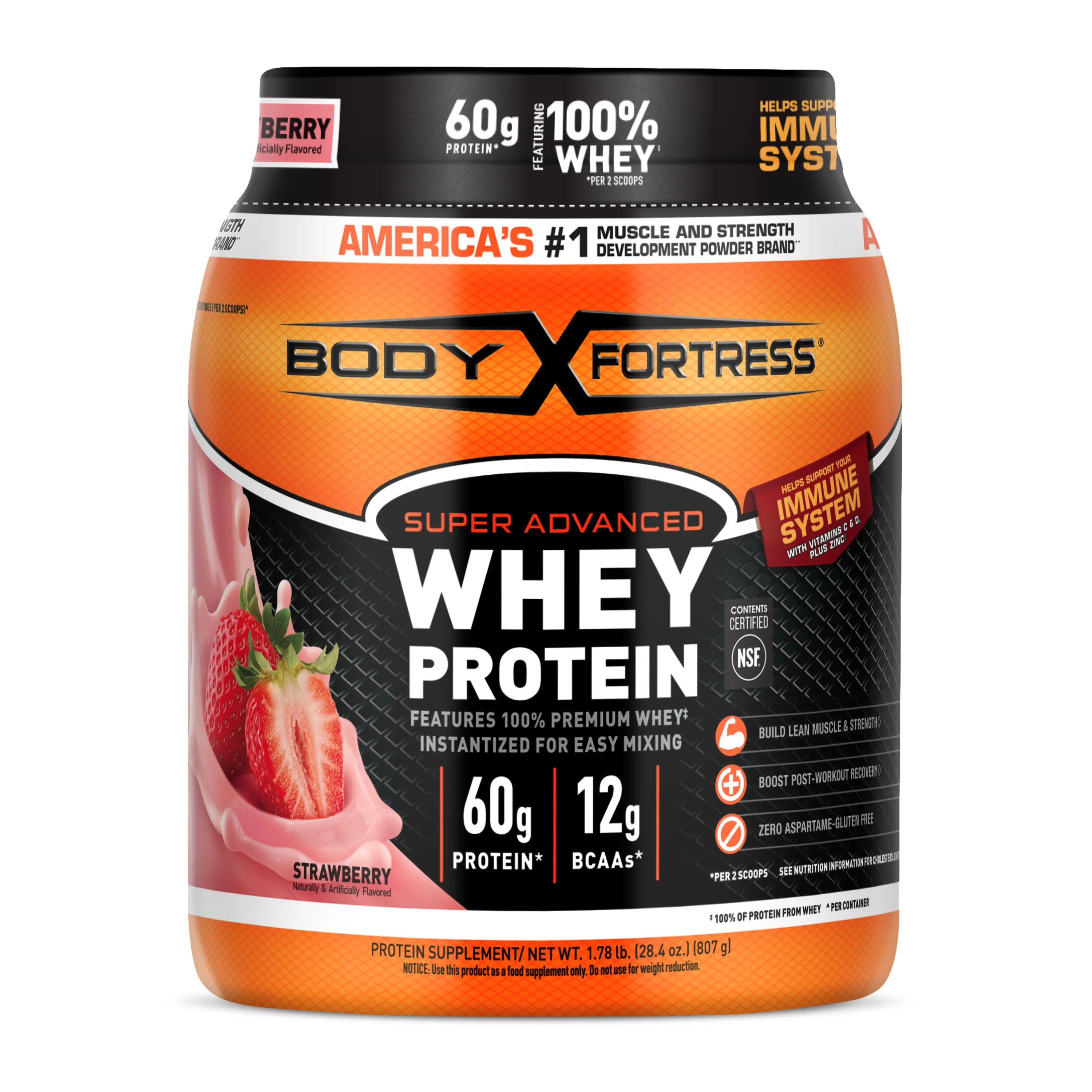 Body Fortress Super Advanced 100% Premium Whey Protein Powder, Strawberry, 1.78lbs (Packaging May... | Walmart (US)