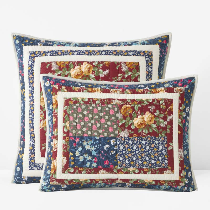 Aahana Patchwork Quilted Sham - Navy, Standard | The Company Store