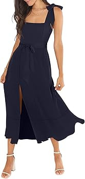 ANRABESS Women's Elegant Bridesmaid Dresses Square Neck Ruffle Split Midi Formal Dress for Weddin... | Amazon (US)