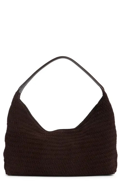 Madewell The Mylie Woven Suede Shoulder Bag in Dark Carob at Nordstrom | Nordstrom