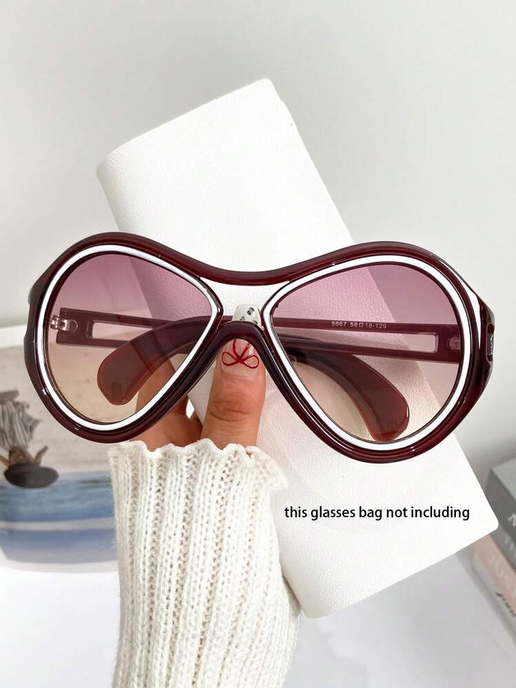 New Personality Color Block Y2K Oversized Double-Beam Fashion Fashion Glasses, Suitable For Women & Men, Street Style, Party, Festival, Hiphop, Dance Show, Daily Casual, Couple, Beach, Unique Design | SHEIN