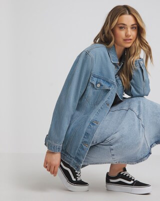 Mid Wash Blue Boyfriend Denim Jacket | Simply Be (UK)