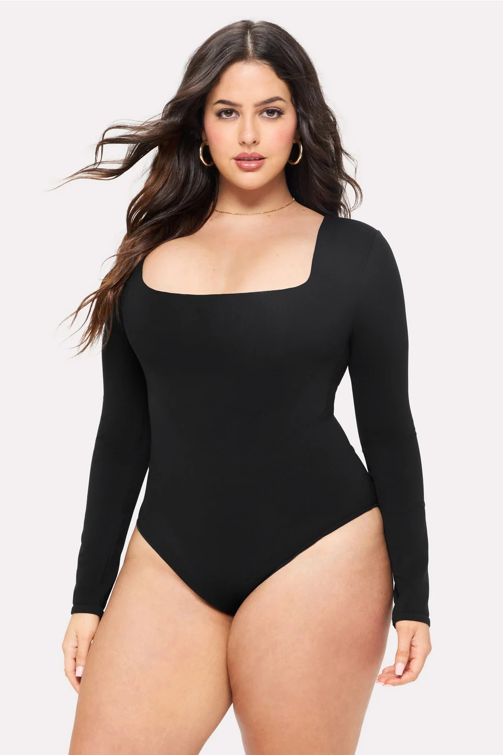 Nearly Naked Shapewear Square Neck Long Sleeve Bodysuit | Fabletics