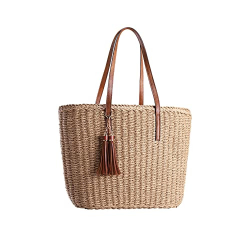 Amazon.com: YXILEE Straw Bags For Women | M Size Travel Straw Totes Bag Woven Summer Handmade Sho... | Amazon (US)