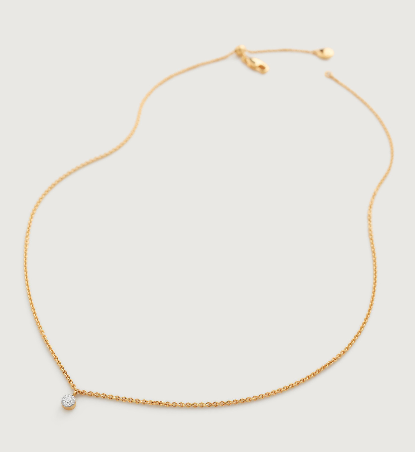 Fiji Tiny Button Single Diamond Necklace Adjustable 43cm/17' | Monica Vinader (Global)