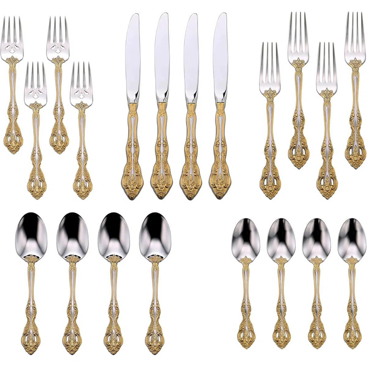 Golden Michelangelo Stainless Steel 20pc. Flatware Set, Service For 4 | Wayfair North America
