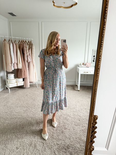 This floral midi dress is perfect for Easter or a spring event. I’ve paired it with these pearl flats from
Target  

#LTKshoecrush #LTKfindsunder50 #LTKstyletip