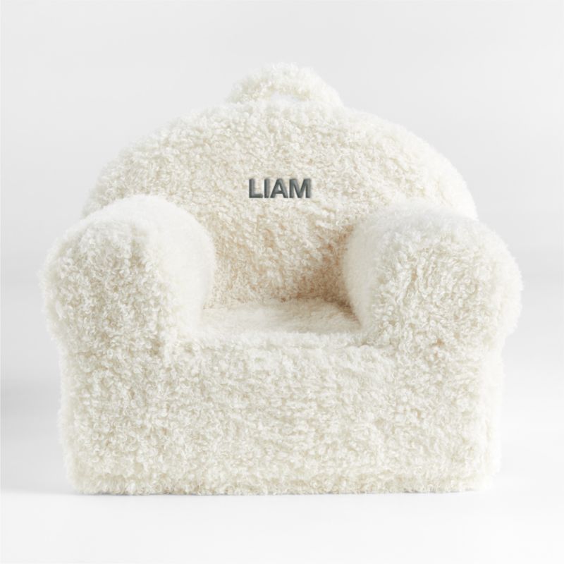 Large Cream Mongolian Faux Fur Personalized Kids Lounge Nod Chair | Crate & Kids | Crate & Barrel