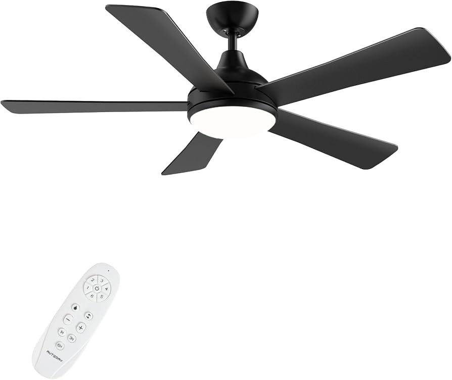 52 Inch Ceiling Fans with Lights and Remote - Black Ceiling Fan with Light, Quiet Reversible DC M... | Amazon (US)