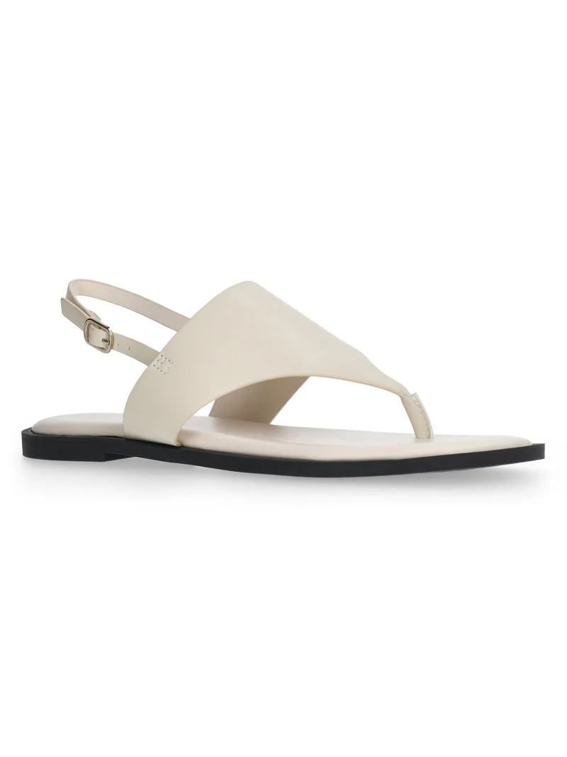 Time and Tru Women's Hooded Faux Leather Thong Sandals | Walmart (US)