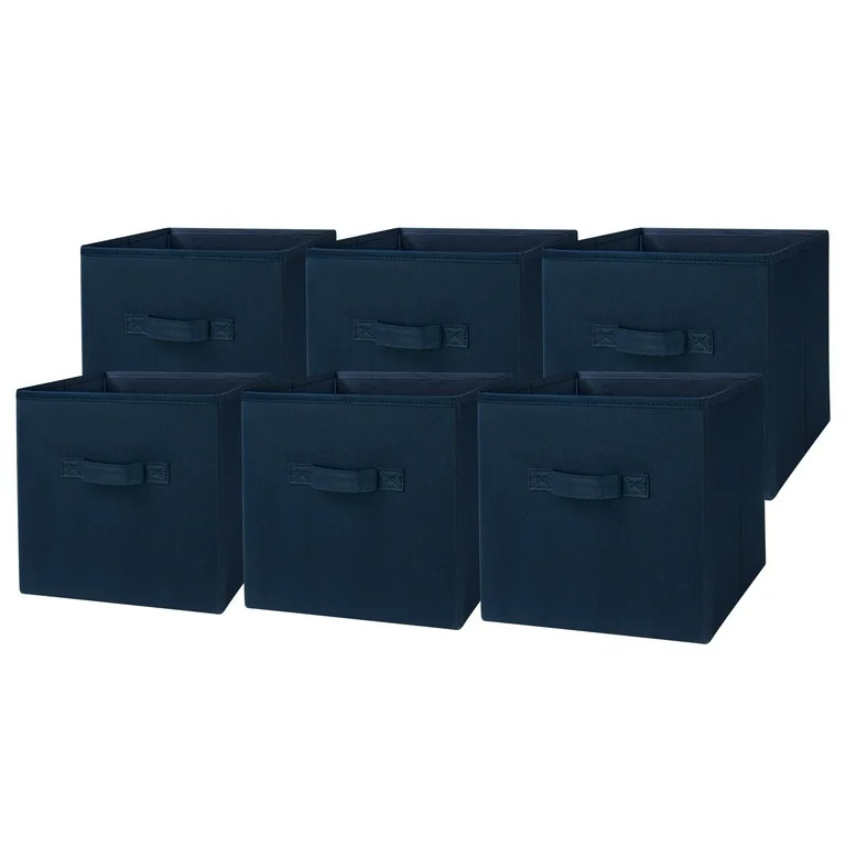 Mainstays Collapsible Cube Fabric Storage Bins (10.5" x 10.5"), 6 Pack, Blue Cove | Walmart (US)