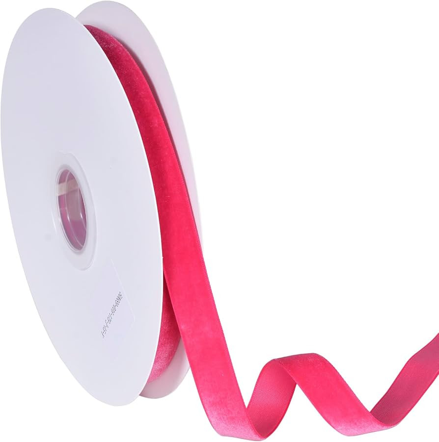 YAMA Hot Pink Velvet Ribbon 5/8" 15 Yards for Gift Wrapping, Crafts, Hair Bows Making, Wreaths, W... | Amazon (US)