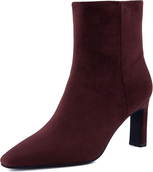 CUSHIONAIRE Giana Womens High Heel Ankle Boots, Square Toe Vegan Suede Mid Block Heel Dress Booti... | Amazon (US)