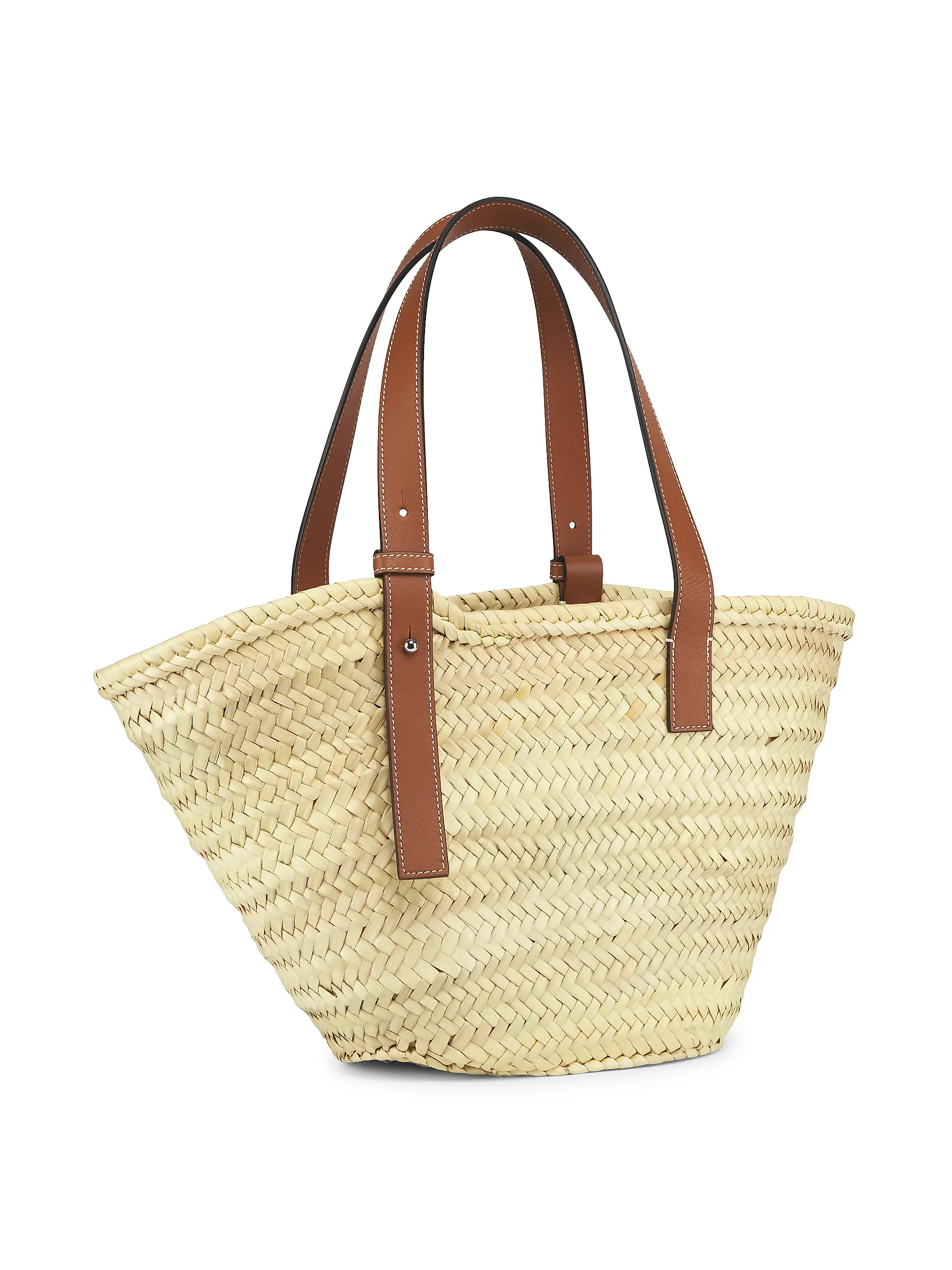 Medium Leather-Trimmed Woven Basket Bag | Saks Fifth Avenue