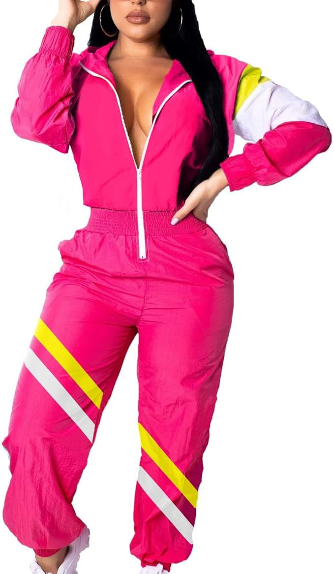 EOSIEDUR Women's Pullover Hoodies Jumpsuit Zipper Jacket Windbreaker Elastic Waistband Pants One ... | Amazon (US)