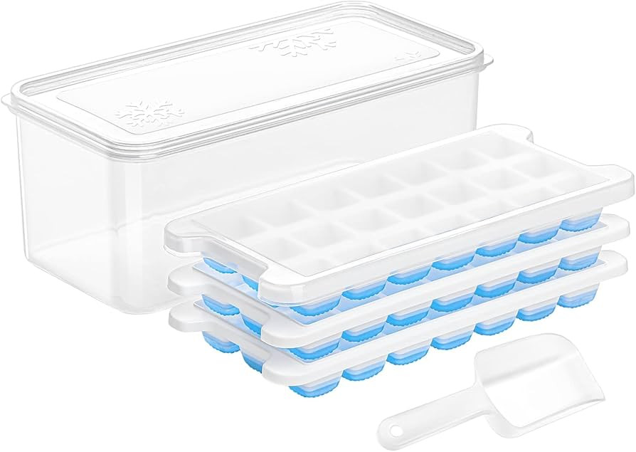 Ice Cube Tray with Lid and Bin - Jadkysarh Small Nugget Ice Cube Trays for Freezer Easy Release S... | Amazon (US)