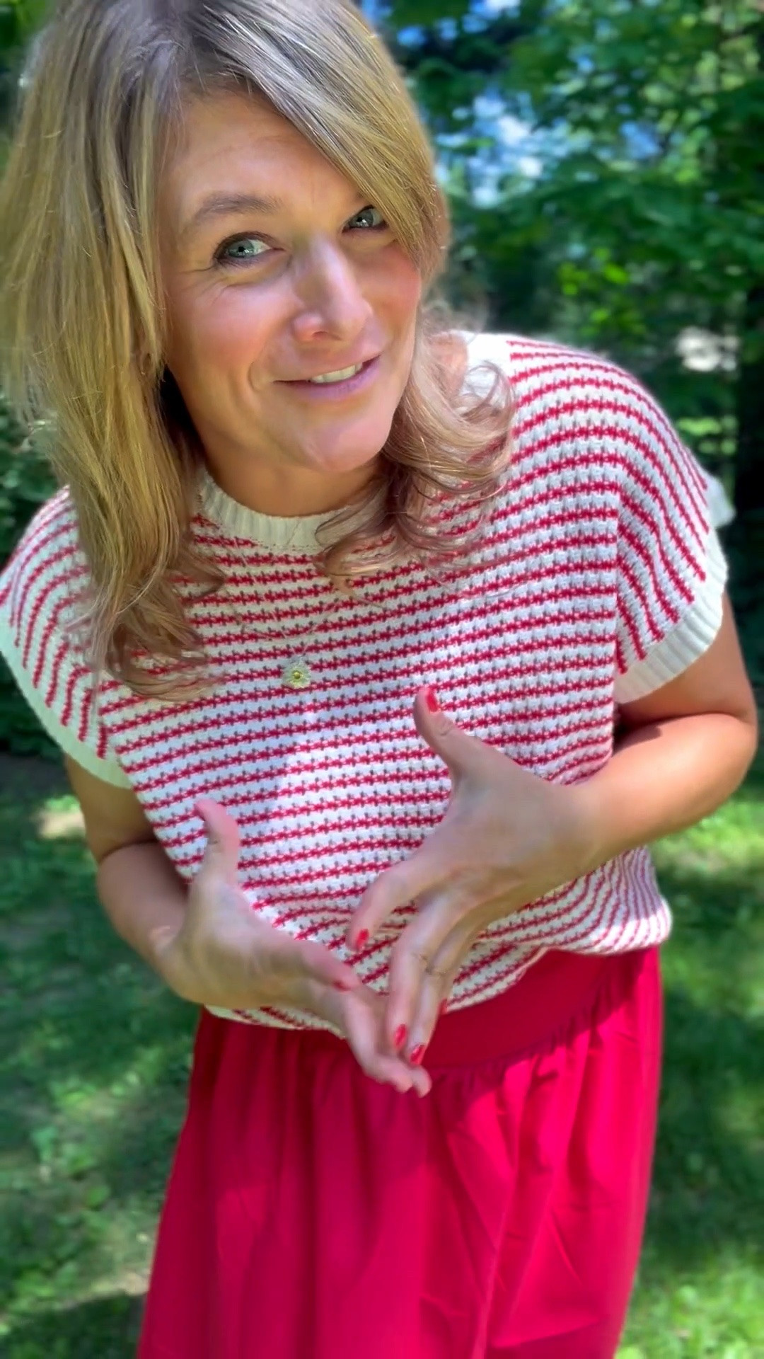 Sunday best, but make it effortless. ❤️⛪️

This outfit is giving classic, comfortable, and put-together all at once. The striped sweater vest paired with this flowy red maxi skirt is the perfect church-to-brunch look. Comfortable enough for all-day wear, cute enough for all the compliments. ✨

Shop my Sunday style through the links! 🤍 #LTKStyleTip #SundayStyle #ChurchOutfit #MaxiSkirtStyle #CasualChic #WeekendStyle #LTKFashion #MomStyle #OOTD #SummerStyle

#LTKMidsize #LTKOver40 #LTKTall