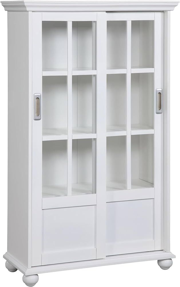 Ameriwood Home Aaron Lane Bookcase with Sliding Glass Doors, White | Amazon (US)