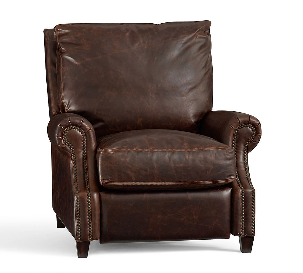 James Roll Arm Leather Recliner | Pottery Barn (US)