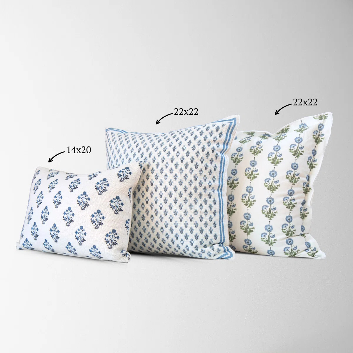 Celeste Mughal Flower Pillow Cover in Blue - 3 Piece Set (Set of 3) | Wayfair North America