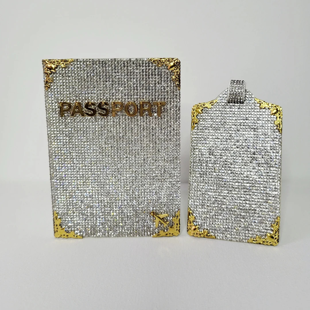 Bling Glam Crystal Passport Cover and Luggage Tag Set - Etsy | Etsy (US)