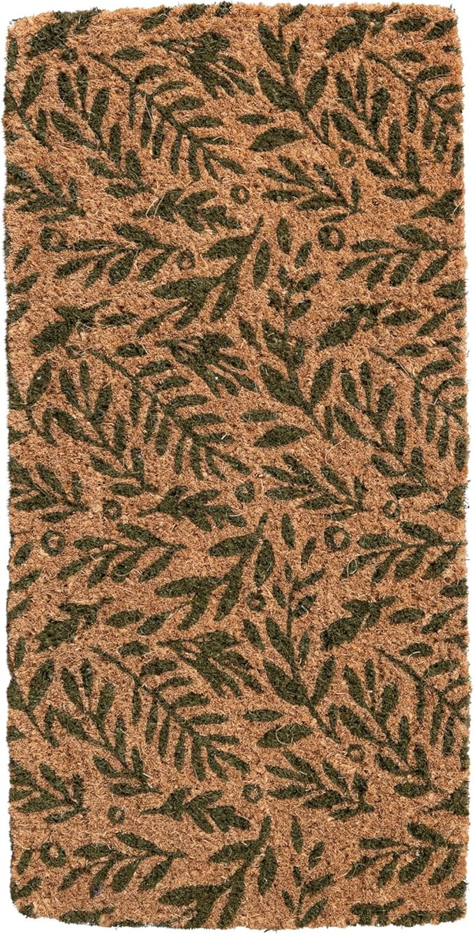 Creative Co-Op Coir Door Mat with Botanical Pattern, Natural and Green | Amazon (US)