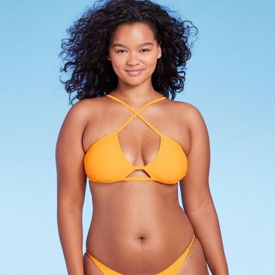 Women's Cut Out Cross Front Bralette Bikini Top - Wild Fable™ Orange | Target