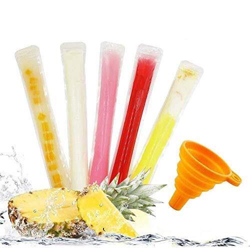 160 Disposable Ice Popsicle Mold Bags| BPA Free Freezer Tubes With Zip Seals | For Healthy Snacks, Yogurt Sticks, Juice & Fruit Smoothies, Ice Candy Pops| Comes With A Funnel (11"x2") | Amazon (US)