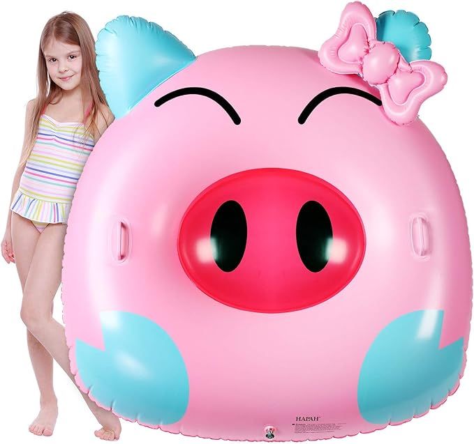 HAPAH Inflatable Animal Pool Float with Handle, 52” Large Swimming Lounge Raft Floatie for Kids... | Amazon (US)