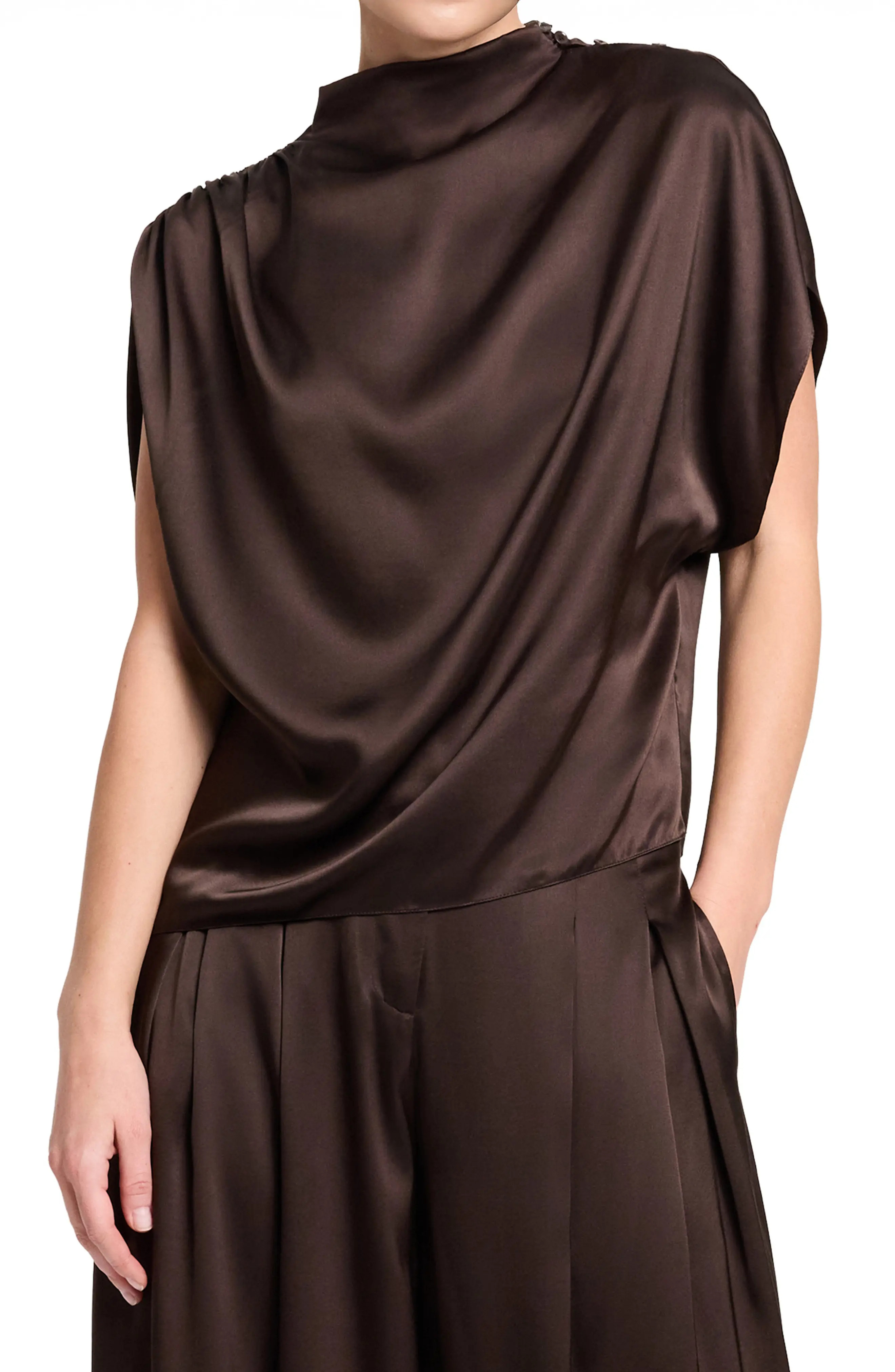 TWP Wish You Would Stretch Silk Top in Delicioso at Nordstrom, Size Large | Nordstrom