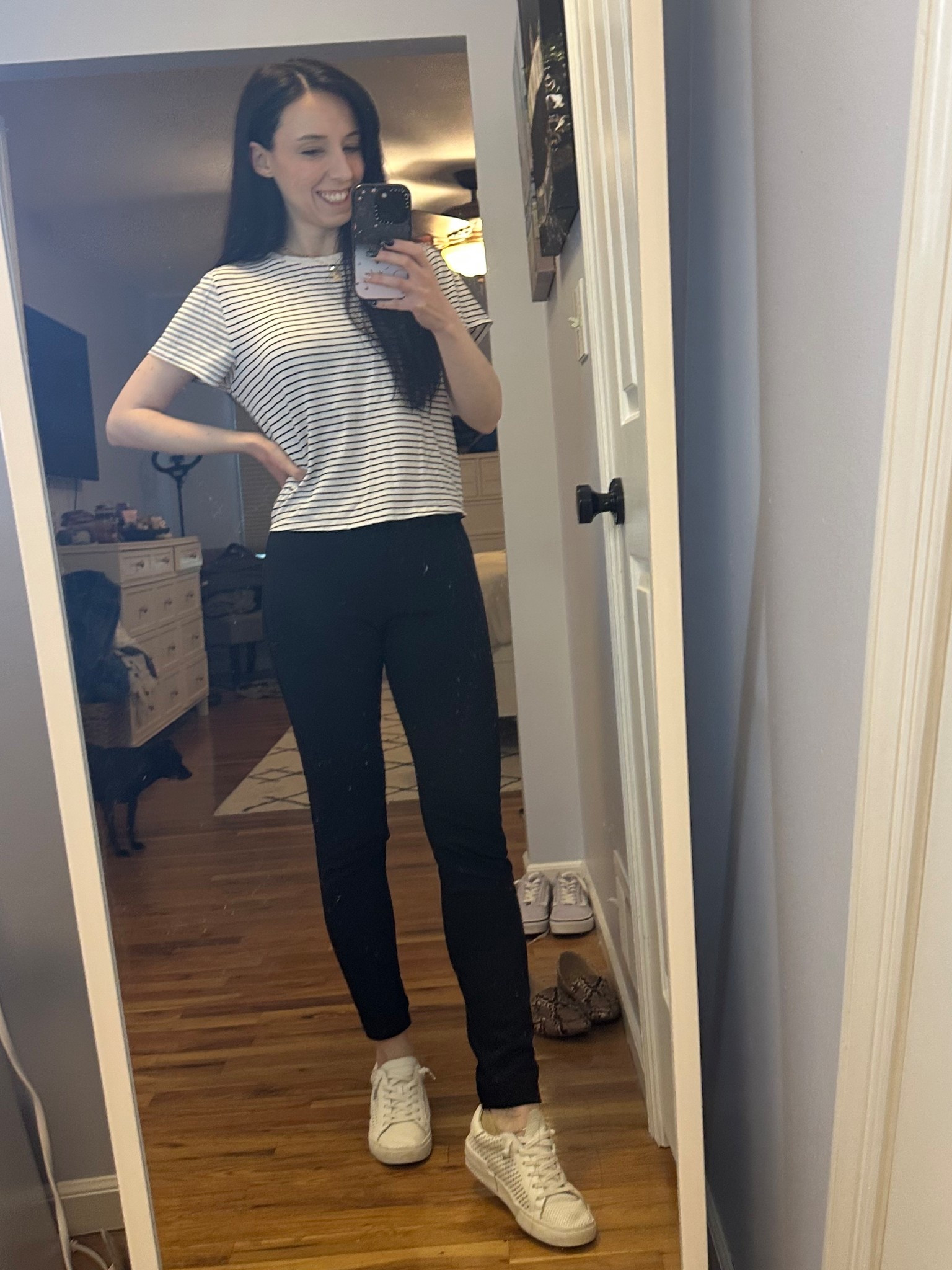 Black and white stripped tee size XL
Black pants size 00
White sneakers size 6.5

Summer outfit, work, workwear, causal, minimalist, millennial, finds under 50 

#LTKFindsUnder50 #LTKStyleTip #LTKSeasonal
