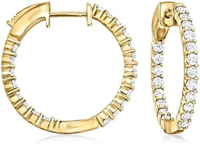 Ross-Simons 1.00 ct. t.w. Lab-Grown Diamond Inside-Outside Hoop Earrings in 18kt Gold Over Sterli... | Amazon (US)