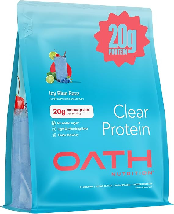 Oath Nutrition Clear Whey Isolate Protein Powder, ICY Blue Razz, 20g Complete Protein per Serving... | Amazon (US)