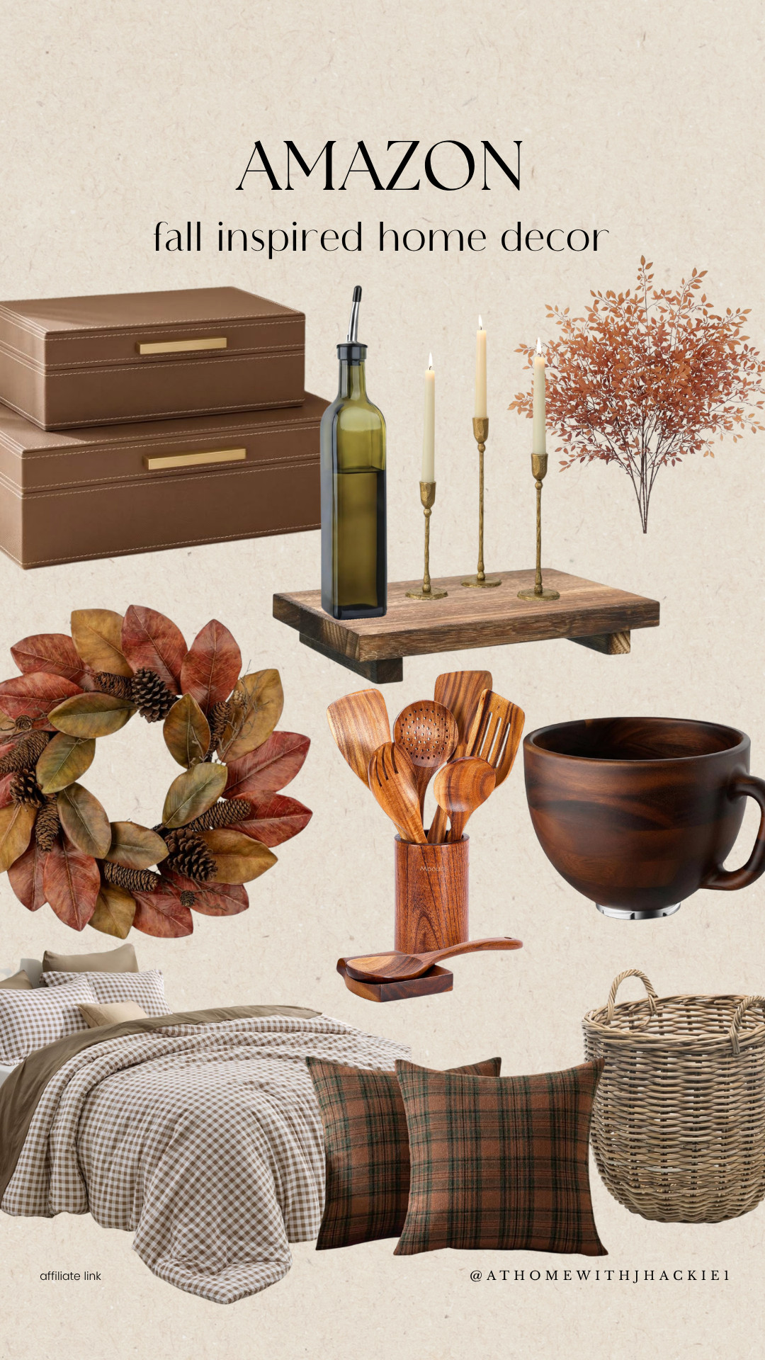 Amazon fall decor, fall home decor, Amazon home finds, cozy fall decor, fall decorating ideas, neutral fall decor, traditional fall decor, vintage inspired fall decor, autumn home decor, fall bedroom decor, plaid throw pillows, gingham bedding, fall wreath, faux fall stems, wooden kitchen utensils, wood coffee mug, brass candlesticks, decorative storage boxes, woven storage basket, cozy home finds, Amazon fall finds, warm neutral home decor 

 #LTKSeasonal #LTKHome #LTKSaleAlert