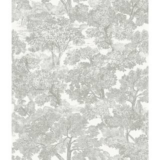 56.4 sq. ft. Spinney Grey Toile Wallpaper | The Home Depot
