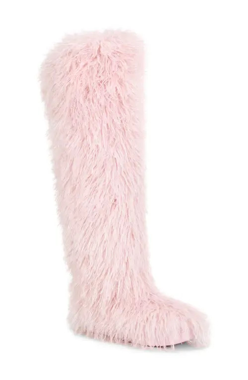 AZALEA WANG Templeton Shaggy Faux Shearling Thigh-High Boot in Pink at Nordstrom, Size 6 | Nordstrom