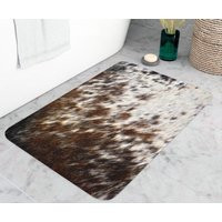 Cowhide Print Memory Foam Bath Mat | Western Tricolor Cow Print Bathmat Country Farmhouse Bathroom Decor Hide Rug | Etsy (US)