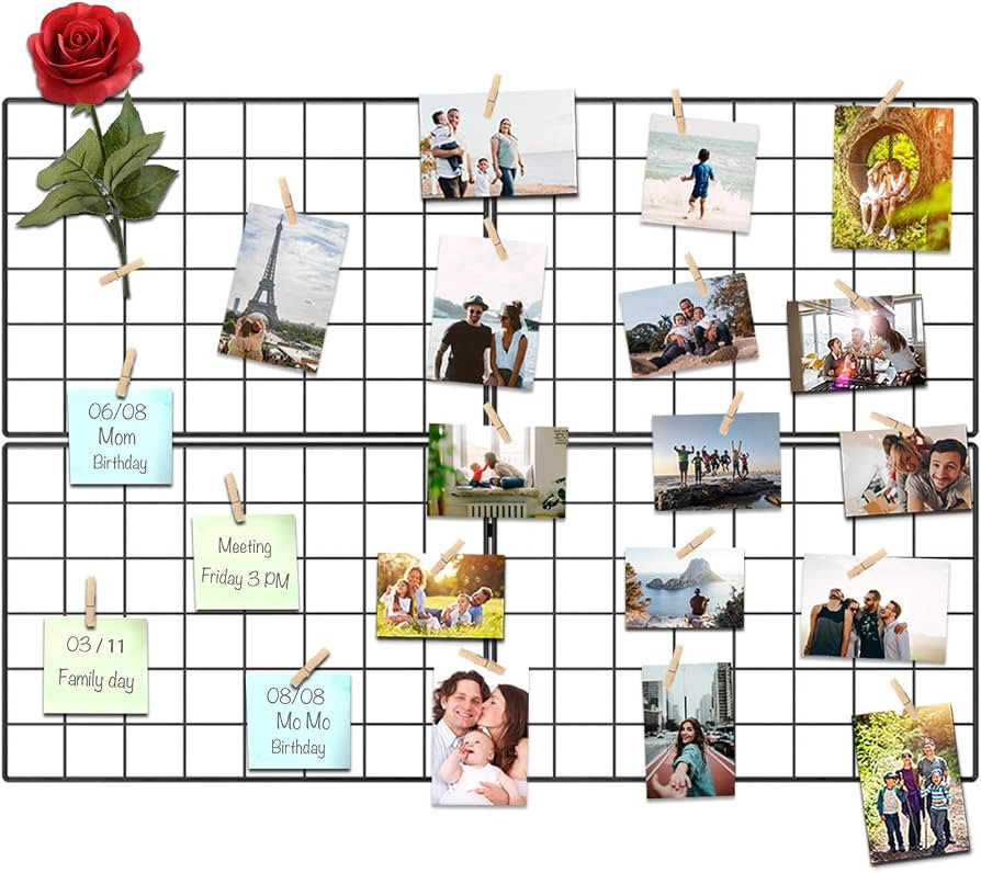 Wire Wall Grid Panel for Photo Display, DIY Iron Picture Frames Collage For Hanging Wall Decor, F... | Amazon (US)