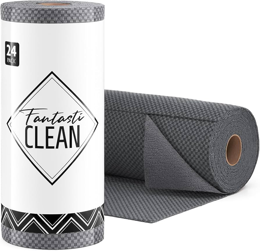 Fantasticlean Large Tear-Away Microfiber Cleaning Cloth Roll - 18'' by 12'', 24 Sheets, Thick Dis... | Amazon (US)