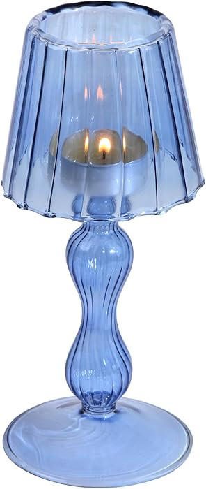 Desk Lamp Shaped Glass Candle Holder - Glass Hurricane Candleholder Crystal Decorative Candle Sta... | Amazon (US)